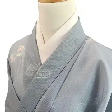 화 49 워셔블 기모노 코몬 명주 꽃 칠보 파랑 화학 섬유 여름