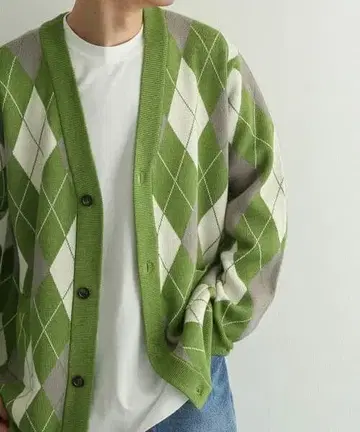 [ 미사용 새상품 ] 어반 리서치 가디건 아가일 V넥 남성용 M