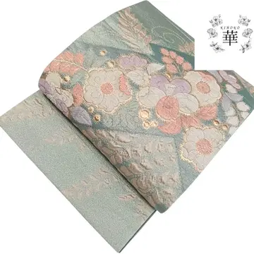 550 화 후쿠로 오비 오타이코 패턴 부풀린 직조 츠지 가하나 그린