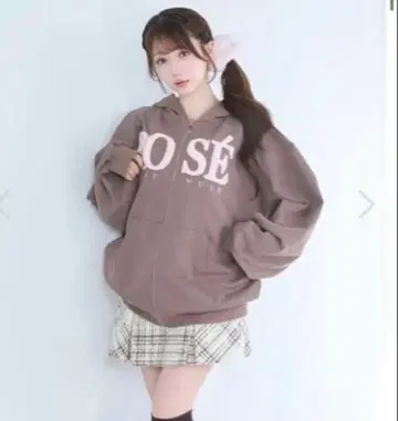 rosemuse Fur 로고 집 후디 로제뮤즈