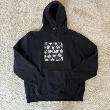 [ 인기 ] HUF 후드티 풀오버 마리화나 패턴 XXL 블랙