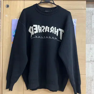 THRASHER 블랙 크루넥 스웨터 L