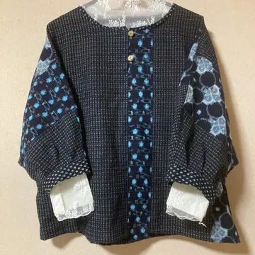 면 무늬에서 리메이크한 돌먼 슬리브 블라우스 L 사이즈