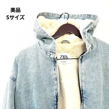 ZARA 데님 후드티 자켓 크롭 케미컬 워시 퍼 자켓