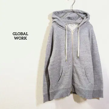 GLOBAL WORK 그레이 후드티 풀 집업 후드티 M