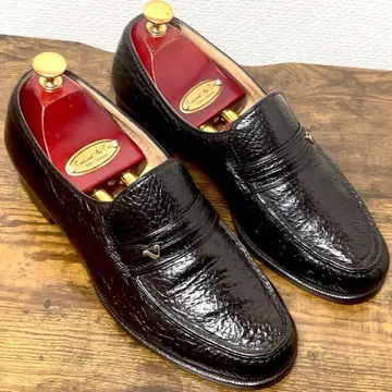 VERBANO 하프 안장 로퍼 블랙 UK6 페카리 가죽 가죽 신발