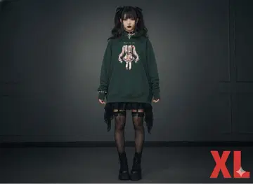 후드티 (파일 안감) XL 포레스트 그린 여아 병약미 귀여운