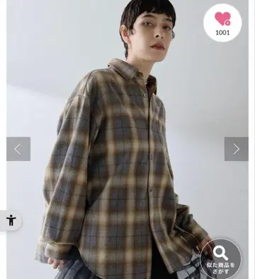 whim gazette 샤기 체크 셔츠