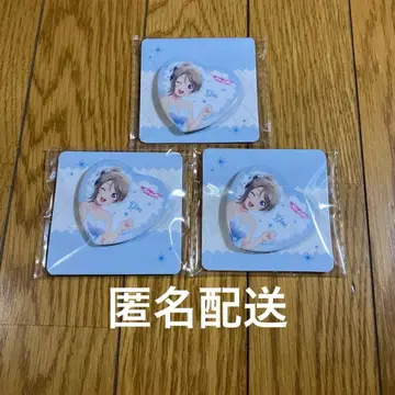 러브 라이브 하트형 캔뱃지 모리 판타지 한정판 와타나베 요 3개 세트