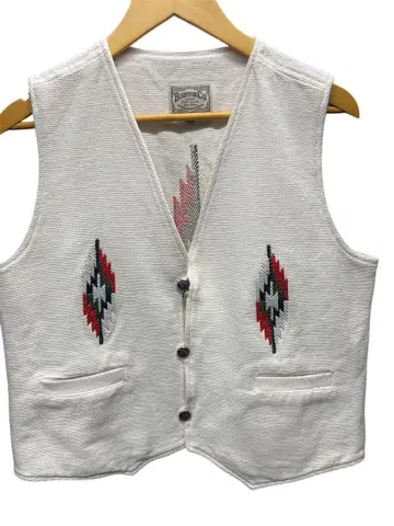 HOUSTON 오르테가 무늬 치마요 베스트 화이트칼라 L 사이즈