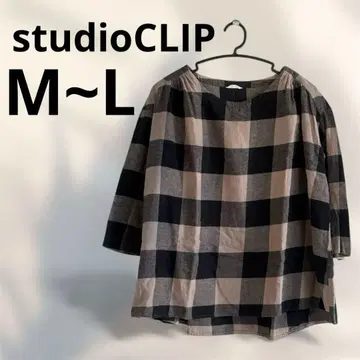 [studio CLIP] 튜닉 루즈핏 7부 소매 체크 플레어 기모