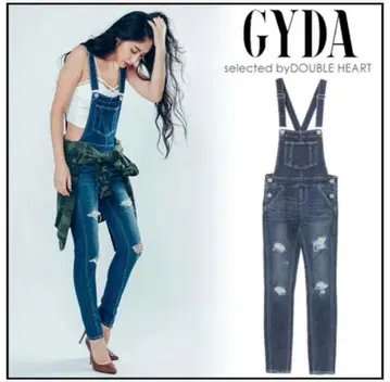 GYDA 데님 데미지 오버롤 S