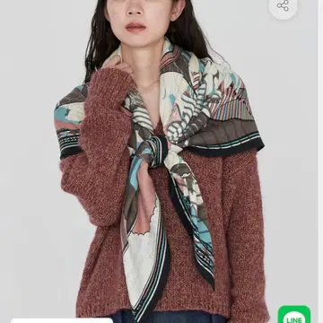 울 실크 스톨 헤링본 직조 120 콜라주 달리아 론드