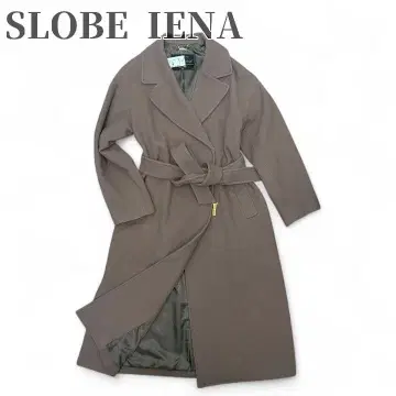 새상품급 SLOBE IENA 노카라 롱 코트 울 사이즈 38 브라운