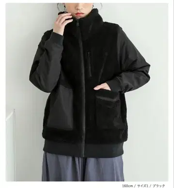 오샤레 워커 n'OrLABEL 스탠드 카라 보아 블루종