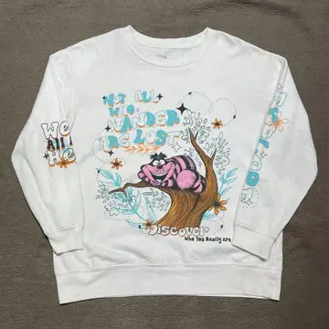 Disney 원더랜드의 앨리스 체셔 고양이 프린트 맨투맨