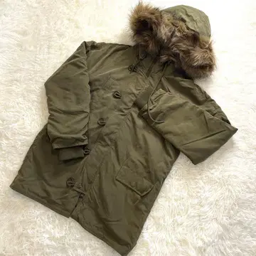 [ AZUL by moussy ] 모즈 코트 L 카키 퍼 밀리터리