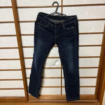 스키니 데님 다크 블루 갸루