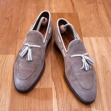 CROCKETT&JONES 그레이 스웨이드 태슬 로퍼 UK7.5
