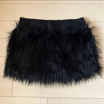 미니 스커트 인조 모피 블랙 타이트 마이크로 미니 오버 스커트