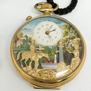 뤼쥬 오르골 부착 태엽 회중시계 작동품