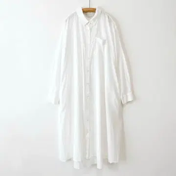 MidiUmi A라인 셔츠 원피스 플레어 롱 화이트