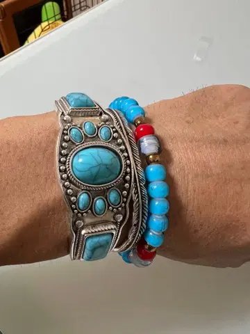 터콰이즈 블루 뱅글 팔찌 세트