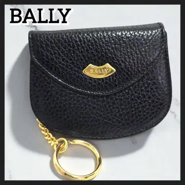 새상품급 BALLY 코인 케이스 동전 지갑 로고 키링 가죽 블랙