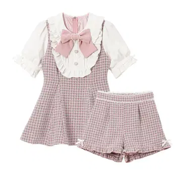 DearMyLove/고급 요크 프릴 비쥬 셋업/핑크 체크