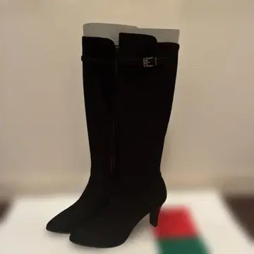 긴자 카네마츠 블랙 스웨이드 롱 부츠