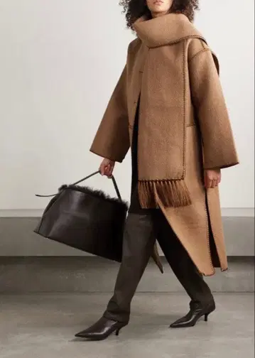 TOTEME 토템 스카프 롱 코트 카멜