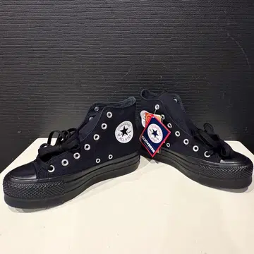 택 포함 미사용품 컨버스 24.5 올스타 리프티드 하이 통굽 블랙