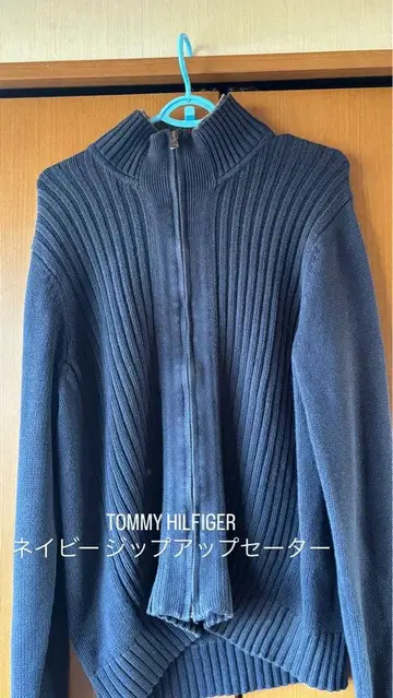 TOMMY HILFIGER 네이비 집업 스웨터