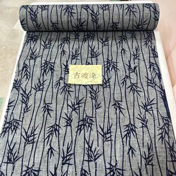 [면 옷감] 유카타 그레이 대나무 패턴