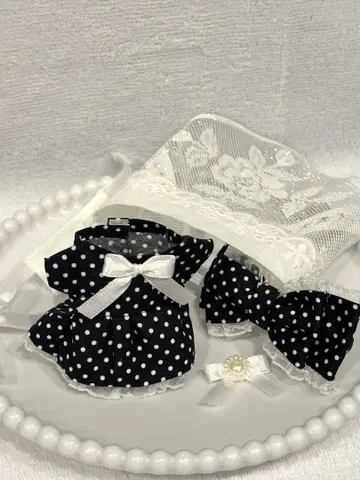 봉제인형 의류 (10cm~11cm) 도트 무늬 x 블랙