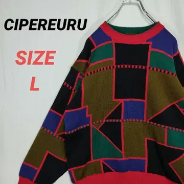 CIPEREURU 스웨터 멀티 컬러 기하학 패턴 남성용 빈티지