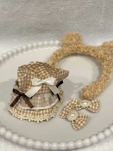 인형 옷 (10~11cm) 카멜 x 깅엄 체크