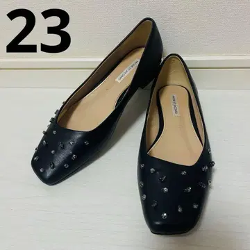 새상품급 MODE ET JACOMO 큐빅 스퀘어토 펌프스 블랙 23