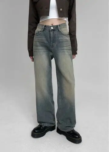 BLACKUP 페스트 와이드 데님 팬츠 다크 블루 M