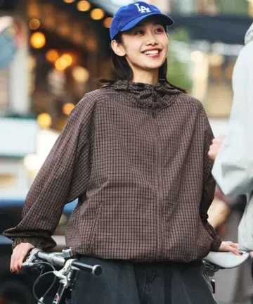 빅 실루엣 체크 집업 후디 블루종/요트 후드티 S 사이즈