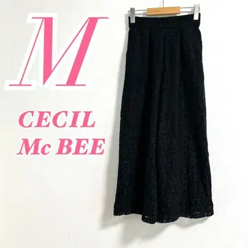 CECIL Mc BEE 블랙 와이드 팬츠 M 레이스 허리밴딩
