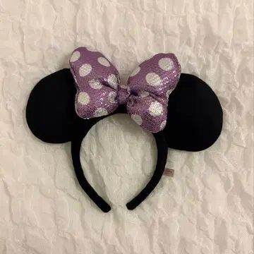 디즈니 머리띠 미니 스팽글 보라색 도트