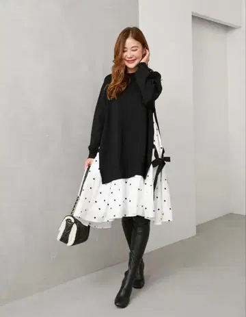 [ 새상품급 ] OBLI 25AW 니트 도킹 원피스