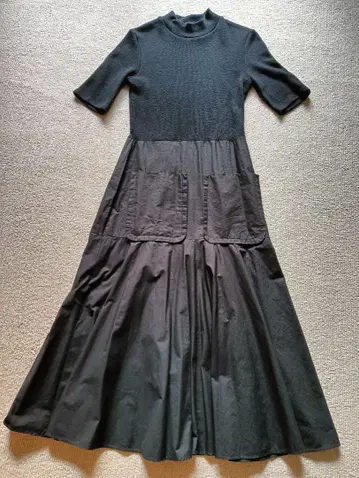 블랙 니트 롱 원피스 반팔 ZARA S 사이즈