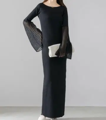 NEUNA 시어 니트 롱 드레스 원피스 블랙 M