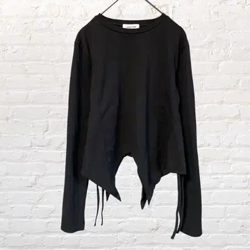 11741 러그아젬 긴팔 변형 상의 T셔츠 블랙 코튼 구제 의류