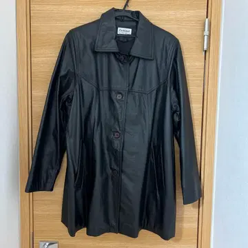 90's Casbatel 천연 가죽 블랙 가죽 코트