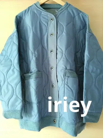 iriey 백 니트 로고 퀼팅 블루종 F