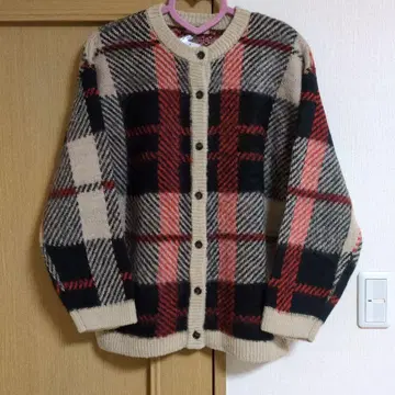 사만사 모스모스 샤기 체크 무늬 가디건