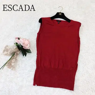 [ ESCADA ] [ M ] 슬리브리스 니트 U넥 레이어드 무지